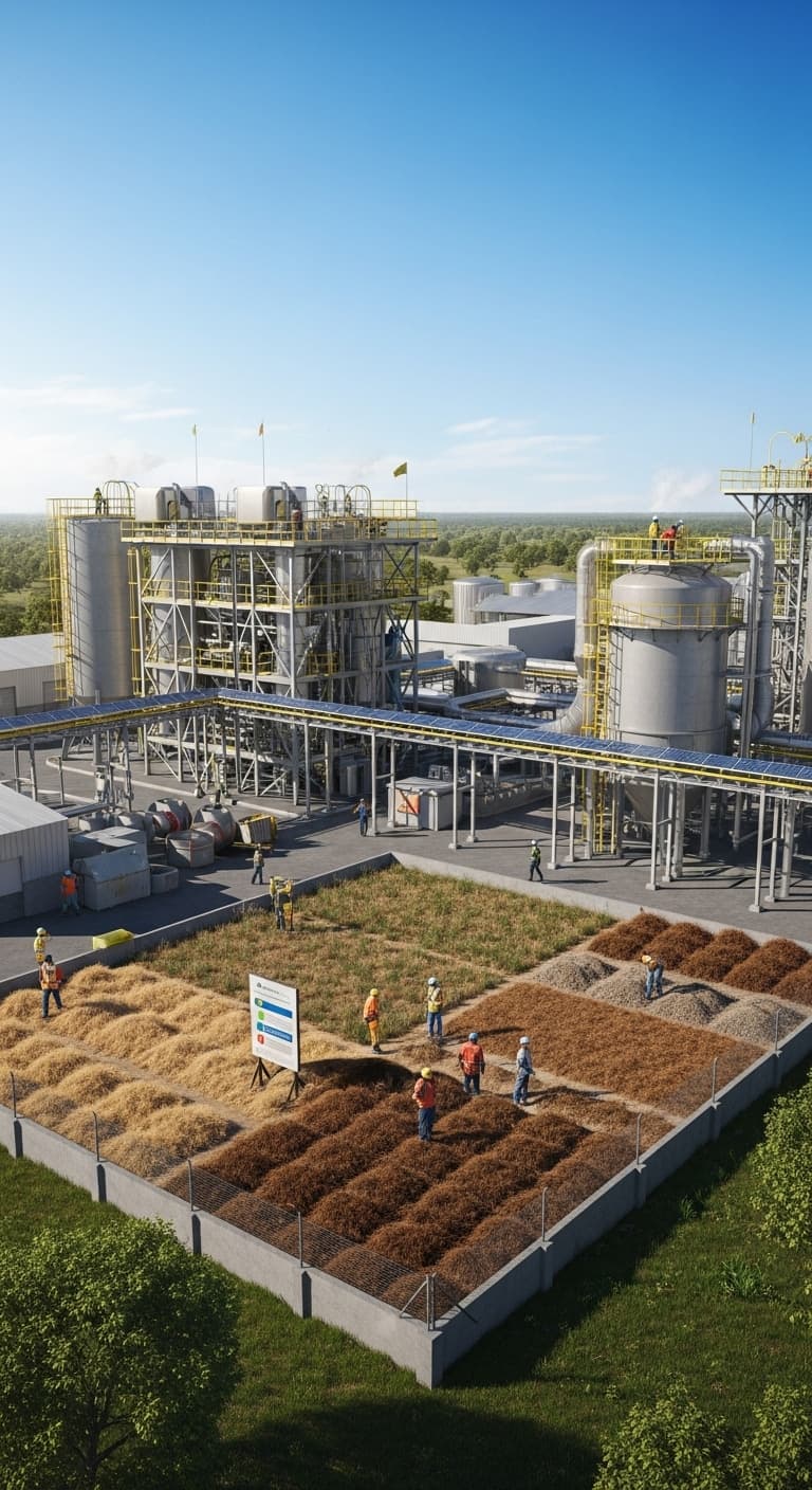 Biomass energy facility workers in Africa