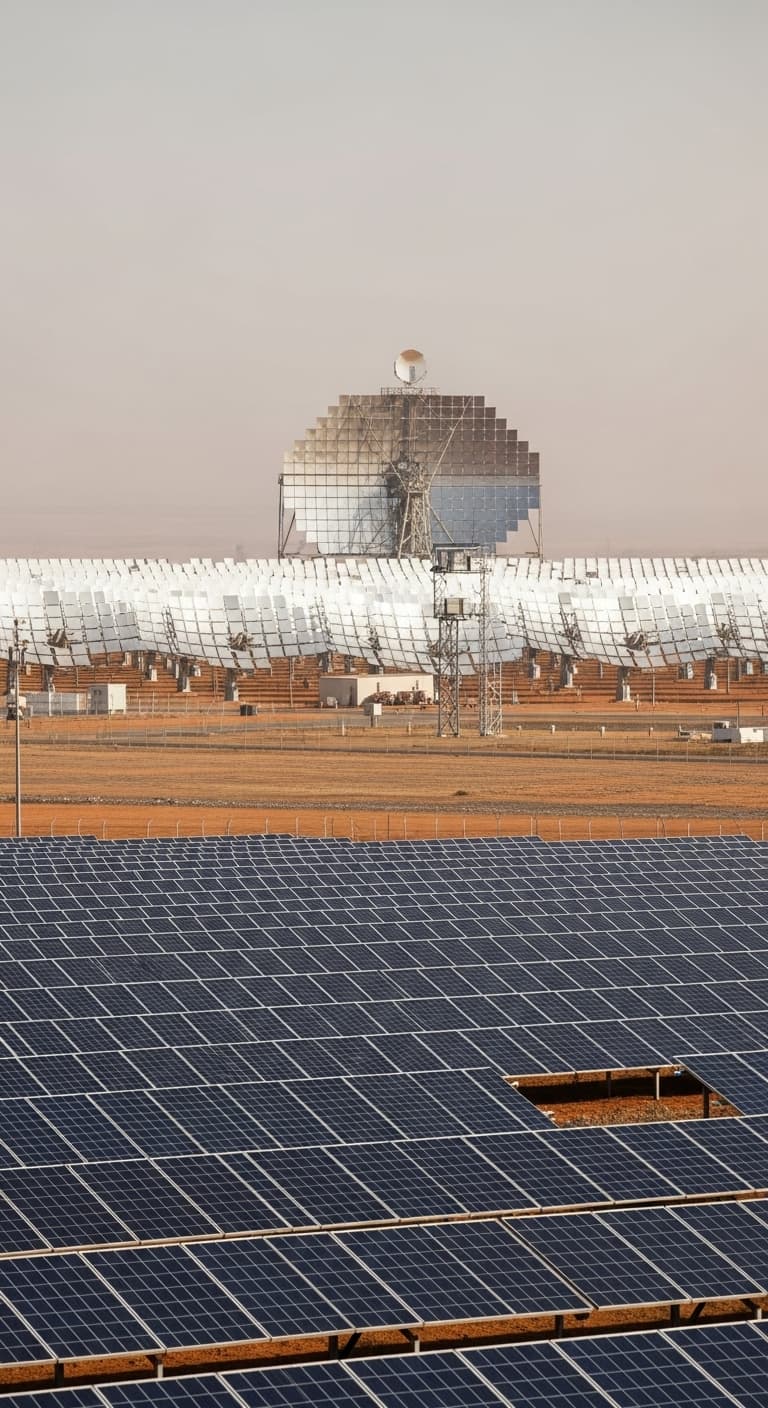 Solar energy professionals working on solar panels in Africa